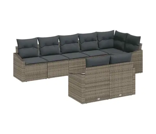 8 Daļu Dārza Dīvānu Komplekts Ar Spilveniem Pelēks Poliratan Vidaxl