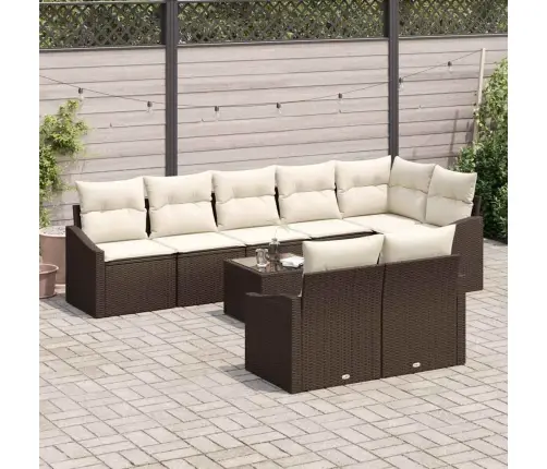 8 Daļu Dārza Dīvānu Komplekts Ar Spilveniem Pelēks Polietilēna Rotangpalma Vidaxl