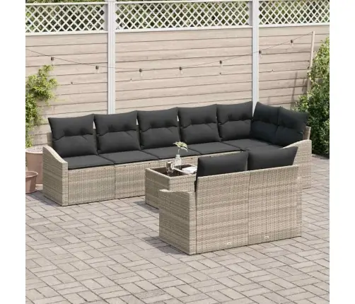 9 Daļu Dārza Dīvānu Komplekts Ar Spilveniem Pelēks Poliratanis Vidaxl