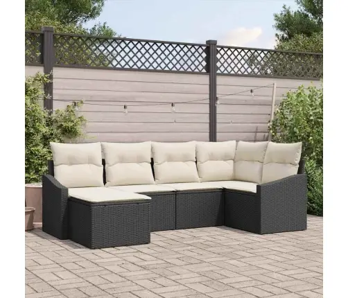 Sodo Sofų Rinkinys 6 Pcs Juoda Poli Ratanas