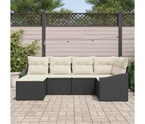 Sodo Sofų Rinkinys 6 Pcs Juoda Poli Ratanas