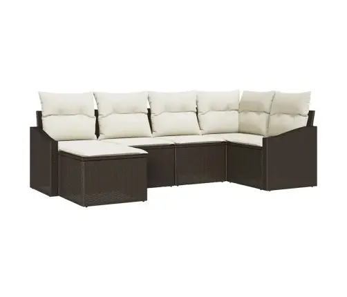 6 Daļu Dārza Dīvānu Komplekts Ar Spilveniem Brūnā Poli Rotangpalmas Vidaxl