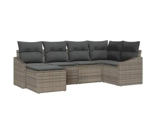 Sodo Sofų Rinkinys 6 Pcs Pilka Poli Ratanas