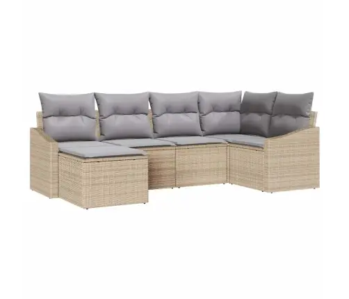 Sofos Komplektas Su Pagalve 6 Pcs Smėlio Poliratanas