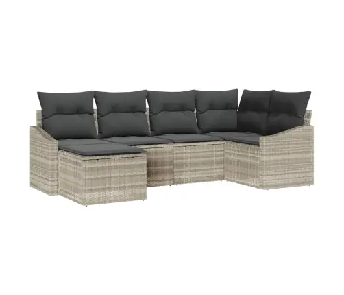 Sofos Komplektas Su Pagalve 6 Pcs Šviesiai Pilka Poliratanas