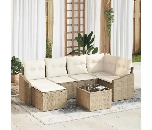 7 Daļu Dārza Dīvānu Komplekts Ar Spilveniem, Brūnā Poli Ratanā Vidaxl