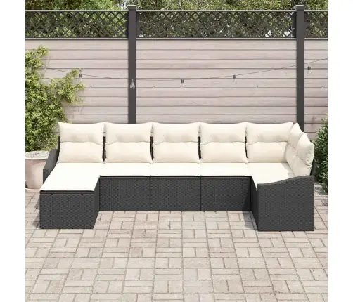 7 Gabalu Dārza Dīvānu Komplekts Ar Spilveniem Melnā Poli Rotangpalma Vidaxl