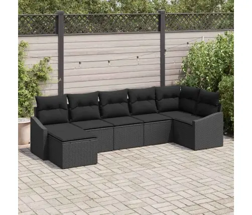 7 Daļu Dārza Dīvānu Komplekts Ar Spilveniem Melnas Polietilēna Rotangpalmas Vidaxl