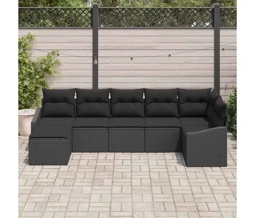 7 Daļu Dārza Dīvānu Komplekts Ar Spilveniem Melnas Polietilēna Rotangpalmas Vidaxl