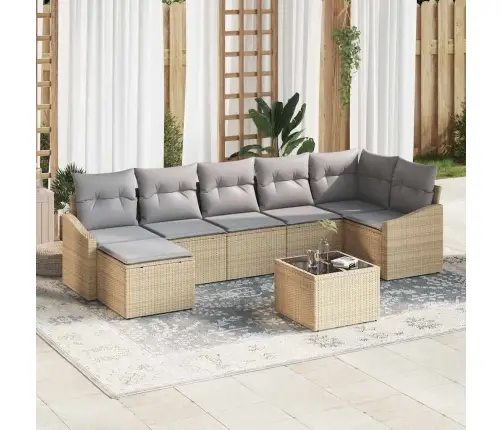 8 Daļu Dārza Dīvānu Komplekts Ar Spilveniem Melna Poli Rotangpalma Vidaxl