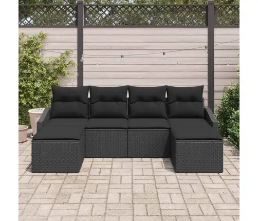 6 Daļu Dārza Dīvānu Komplekts Ar Spilveniem Melns Poliratan Vidaxl