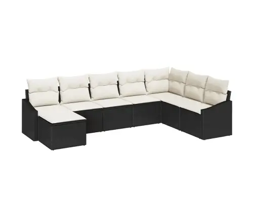 8 Daļu Dārza Dīvānu Komplekts Ar Spilveniem Melnā Poliratanā Vidaxl