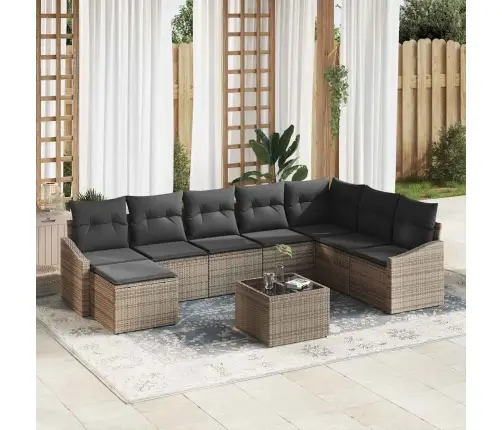 8 Gab. Dārza Dīvānu Komplekts Ar Spilveniem, Melns Polirotangs Vidaxl