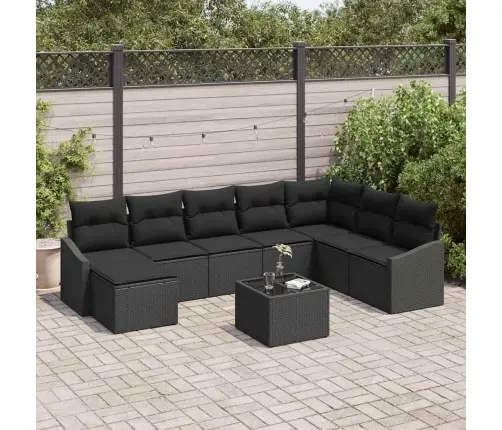 9 Gabalu Dārza Dīvānu Komplekts Ar Spilveniem, Bēšs, Polietilēna Rotangpalma Vidaxl