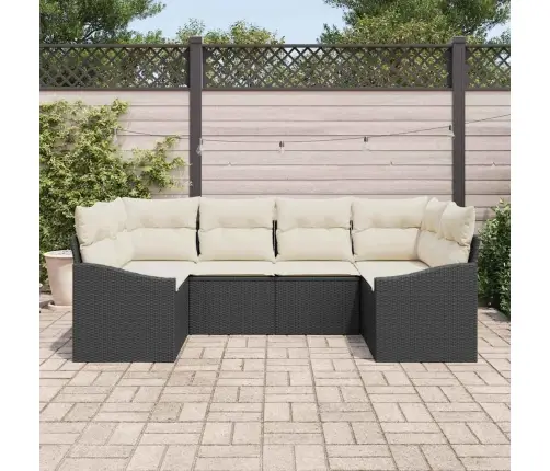 Dārza Dīvānu Komplekts 6 Pcs Melna Poliūtu Rotangpalma Vidaxl