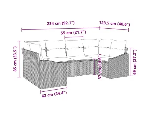Diivanikomplekt Padjaga 6 Pcs Hall Polürotang