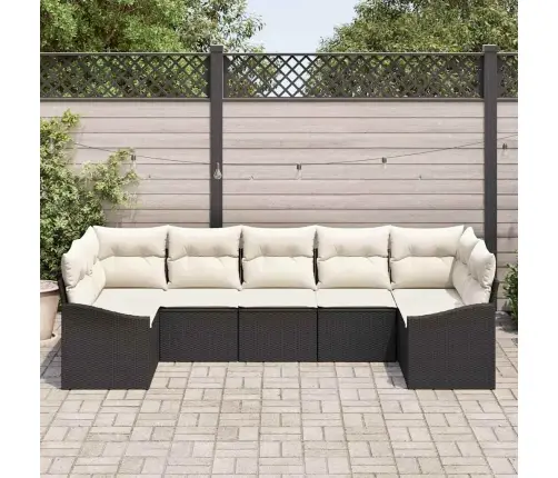 Sofos Komplektas Su Pagalve 7 Pcs Juoda Poliratanas