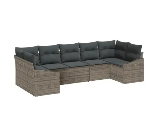 7 Gabalu Dārza Dīvānu Komplekts Ar Spilveniem Pelēks Polirats Vidaxl