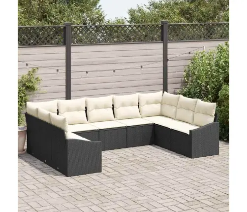 9 Gabalu Dārza Dīvānu Komplekts Ar Spilveniem Melnā Poli Rotangpalmas Vidaxl