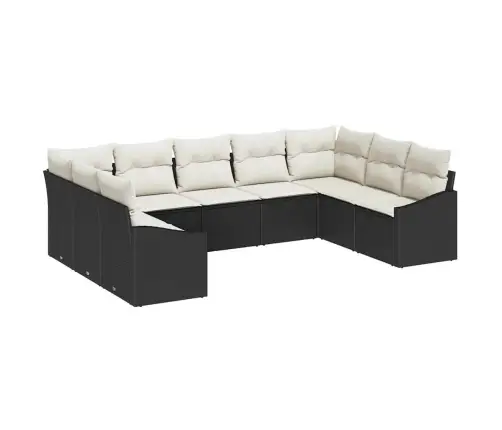 9 Gabalu Dārza Dīvānu Komplekts Ar Spilveniem Melnā Poli Rotangpalmas Vidaxl