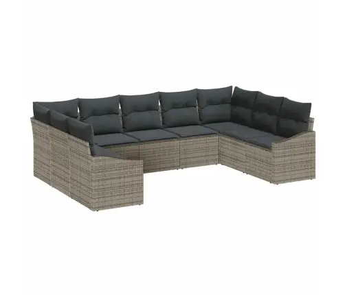Sodo Sofų Rinkinys 9 Pcs Pilka Poli Ratanas