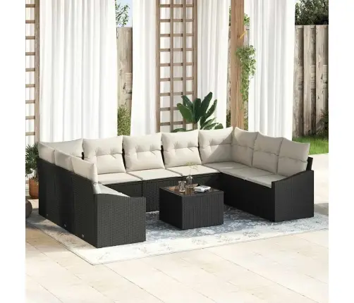 9 Daļu Dārza Dīvānu Komplekts Ar Spilveniem Brūnā Poli Rotangpalmas Vidaxl