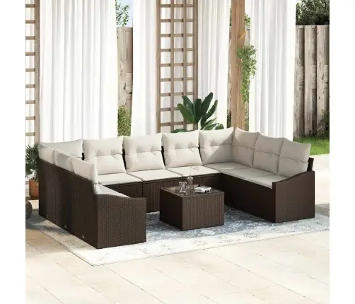 9 Gabalu Dārza Dīvānu Komplekts Ar Spilveniem Pelēkā Poli Rotangpalmas Vidaxl