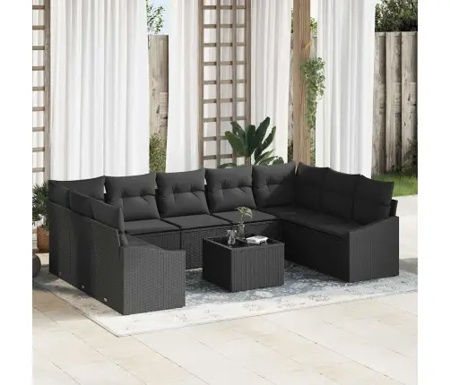 10 Gabalu Dārza Dīvānu Komplekts Ar Spilveniem Bežā Poli Rattan Vidaxl