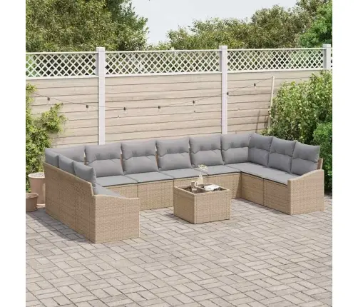 11 Gabalu Dārza Dīvānu Komplekts Ar Spilveniem Melnā Poli Rotangpalmas Vidaxl