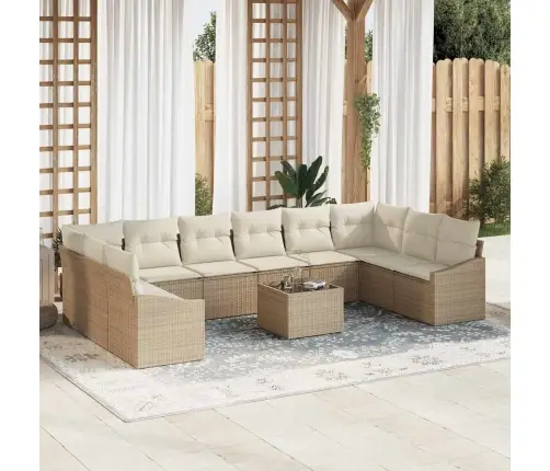 11 Daļu Dārza Dīvānu Komplekts Ar Spilveniem Brūnā Poli Rotangpalmas Vidaxl