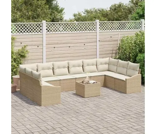 11 Daļu Dārza Dīvānu Komplekts Ar Spilveniem Brūnā Poli Rotangpalmas Vidaxl