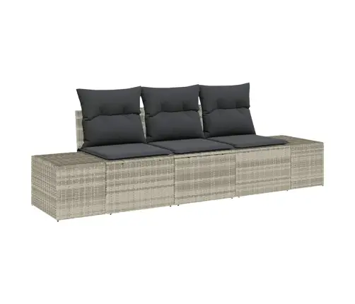 3 Gabalu Dārza Dīvānu Komplekts Ar Spilveniem Gaiši Pelēks Poli Rotangpalma Vidaxl