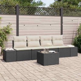 Dārza Dīvānu Komplekts 5 Pcs Melns Un Krēmkrāsa 55 X 55 X 37 Cm Vidaxl