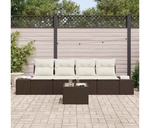 Sodo Sofų Rinkinys 5 Pcs Ruda Ir Grietinėlė 55 X 55 X 37 Cm Sodo Sofų Rinkinys 5 Pcs Ruda Ir Grietinėlė 55 X 55 X 37 Cm