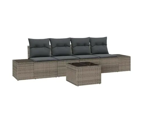 5 Gabalu Dārza Dīvānu Komplekts Ar Spilveniem, Pelēks, Polietilēna Rotangpalma Vidaxl