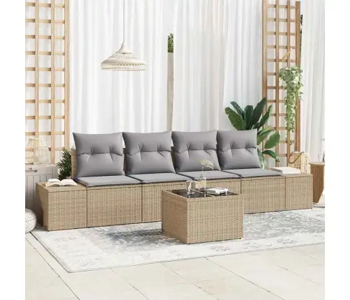 5 Gabalu Dārza Dīvānu Komplekts Ar Spilveniem Bēšs Poli Rotangpalma Vidaxl