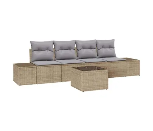 5 Gabalu Dārza Dīvānu Komplekts Ar Spilveniem Bēšs Poli Rotangpalma Vidaxl