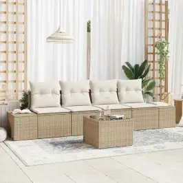 Dārza Dīvānu Komplekts 5 Pcs Bēšs Un Krēms 55 X 55 X 37 Cm Vidaxl