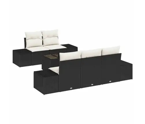 6 Daļu Dārza Dīvānu Komplekts Ar Spilveniem Melnā Polietilēna Rotangpalma Vidaxl