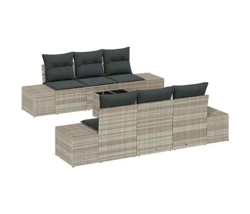 7 Gabalu Dārza Dīvānu Komplekts Ar Spilveniem Gaiši Pelēkā Polietilēna Rotangpalmas Vidaxl