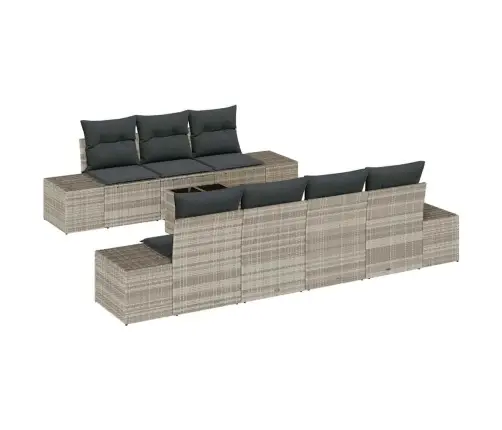 8 Gab. Dārza Dīvānu Komplekts Ar Spilveniem, Gaiši Pelēks, Poli Rotangpalma Vidaxl