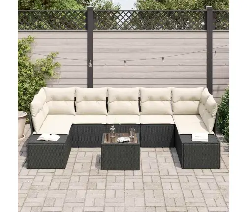 Sodo Sofų Rinkinys 8 Pcs Juoda Poli Ratanas