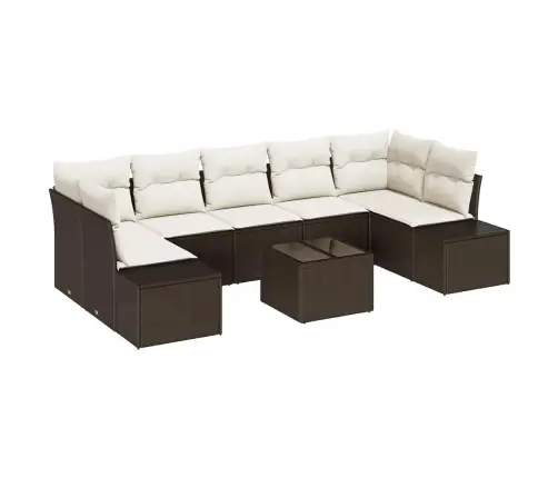 8 Daļu Dārza Dīvānu Komplekts Ar Spilveniem Brūnā Poli Rotangpalmas Vidaxl