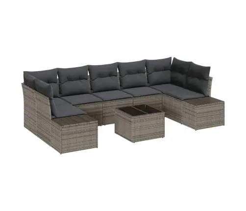 8 Gabalu Dārza Dīvānu Komplekts Ar Spilventiņiem Pelēks Poli Rotangpalma Vidaxl