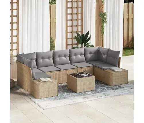 8 Gab. Dārza Dīvānu Komplekts Ar Spilveniem Bēšā Poli Rotangpalma Vidaxl