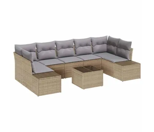 8 Gab. Dārza Dīvānu Komplekts Ar Spilveniem Bēšā Poli Rotangpalma Vidaxl