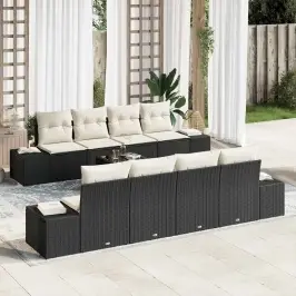 Sodo Sofų Rinkinys 7 Pcs Juoda Ir Kreminė 55 X 55 X 37 Cm