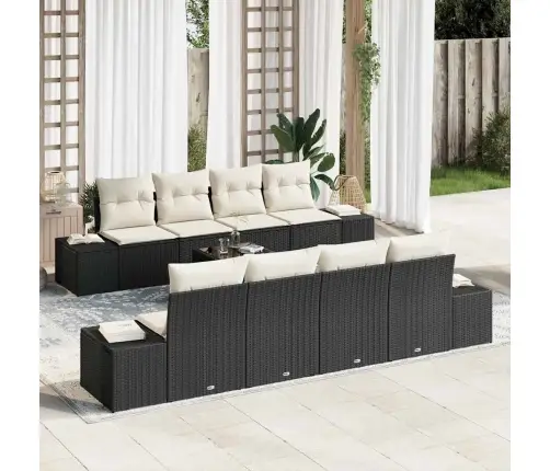 Sodo Sofų Rinkinys 7 Pcs Juoda Ir Kreminė 55 X 55 X 37 Cm