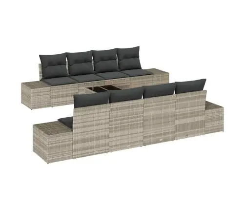 7 Daļīga Dārza Dīvānu Komplekts Ar Spilveniem Gaiši Pelēks Polirasēns Vidaxl