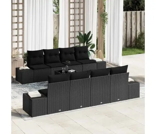 Dīvāns 6 Pcs Melna 294 X 62 X 69 Cm Poliratāns Vidaxl